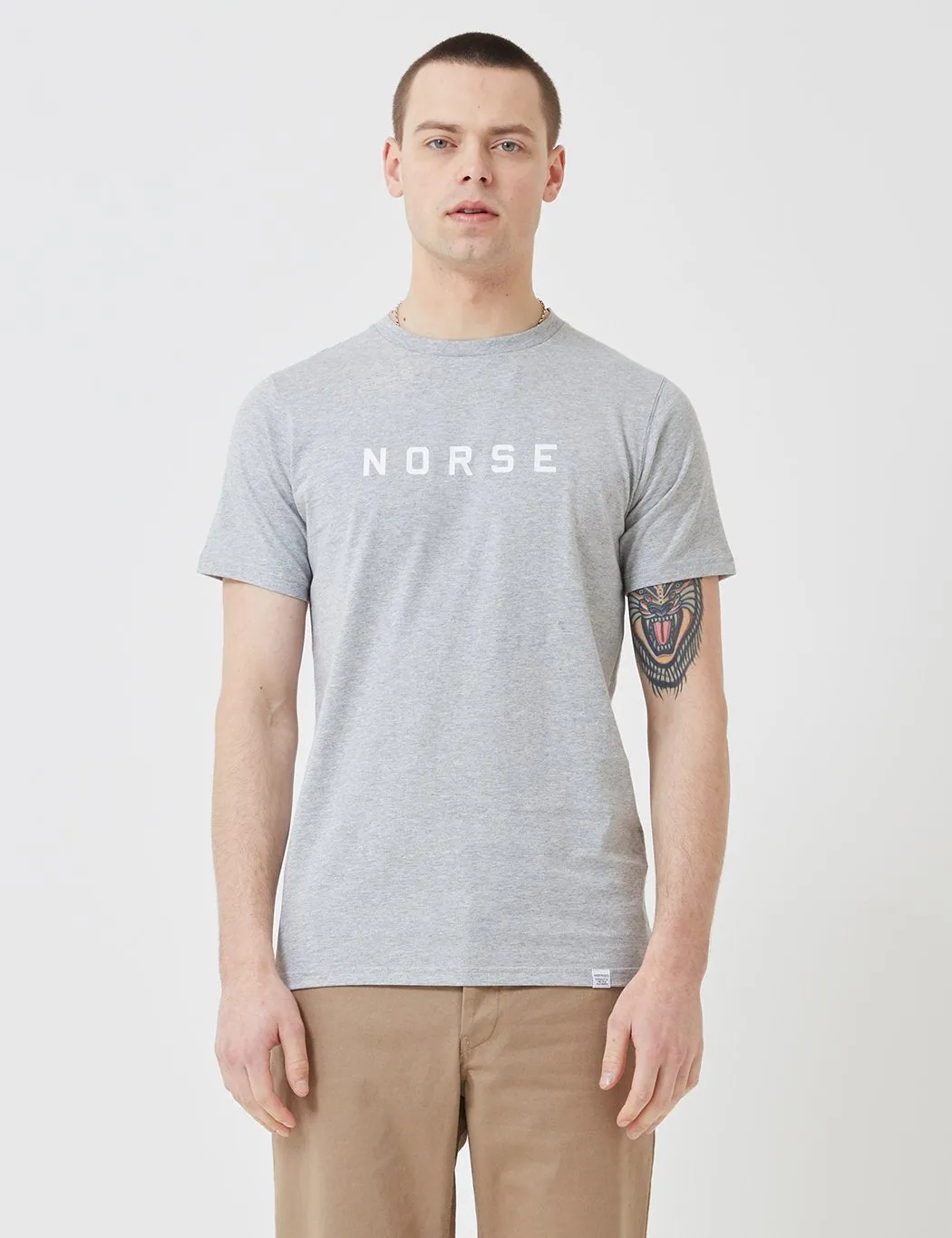 Norse Projects Niels Standard Logo T-Shirt - Light Grey Melange