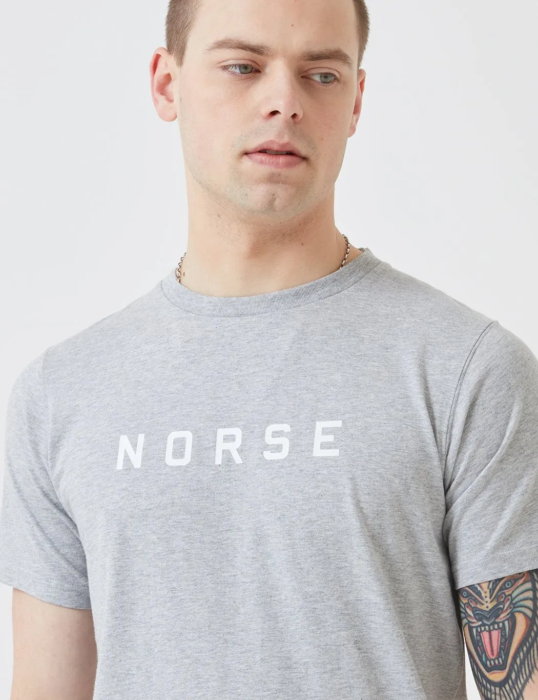 Norse Projects Niels Standard Logo T-Shirt - Light Grey Melange