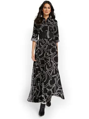 NYC-Print Maxi Shirtdress