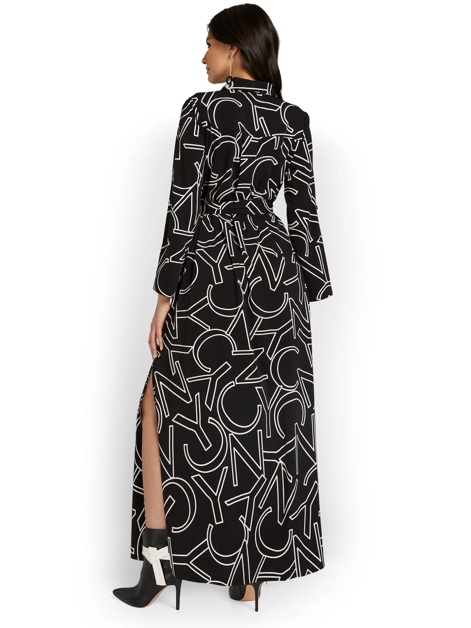 NYC-Print Maxi Shirtdress