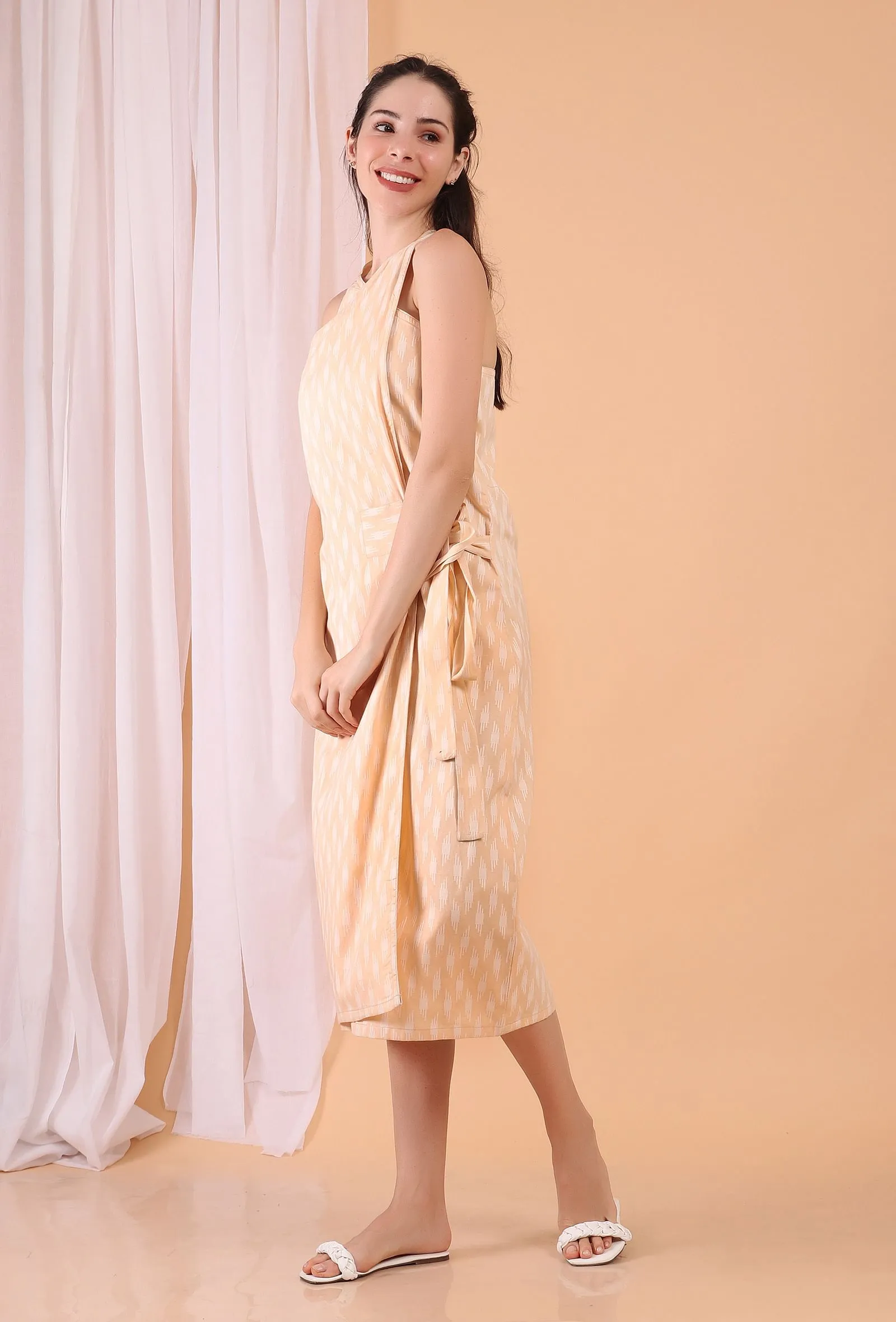 Peach Cotton Wrap Dress