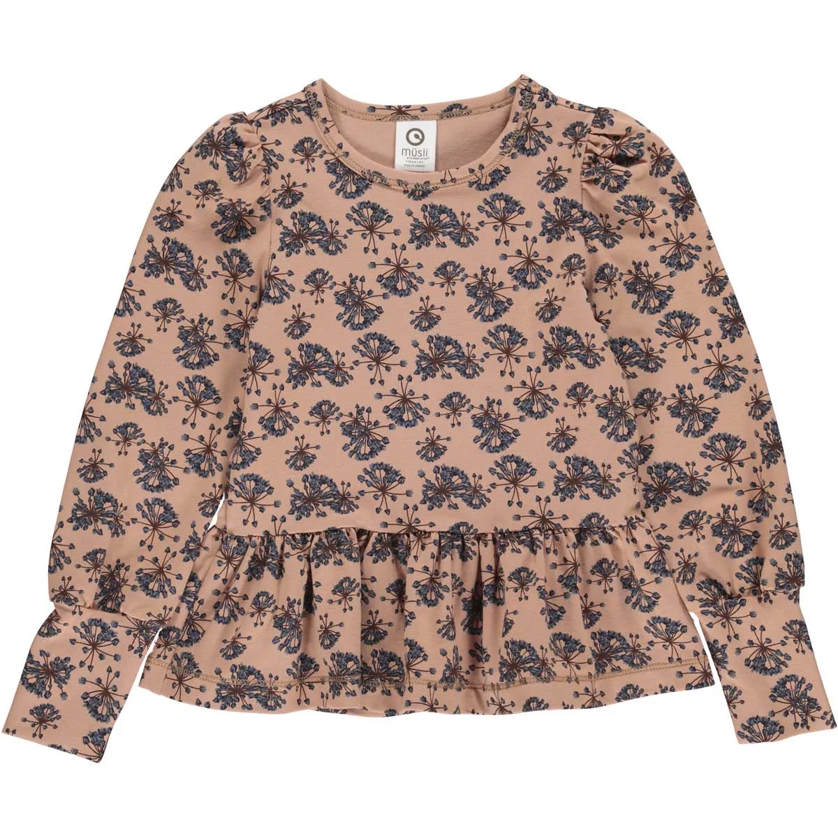 Peplum long sleeve top- adorable print