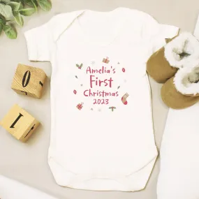 Personalised First Christmas 0-3 Months Baby Vest