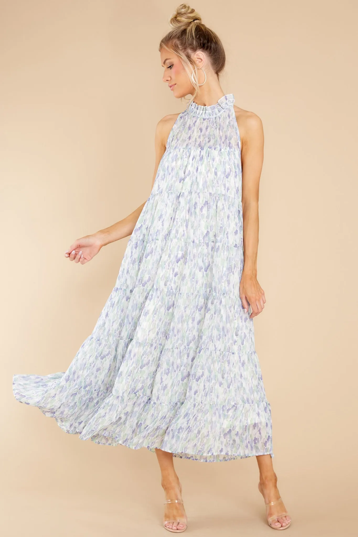 Petal Showers Blue Multi Maxi Dress