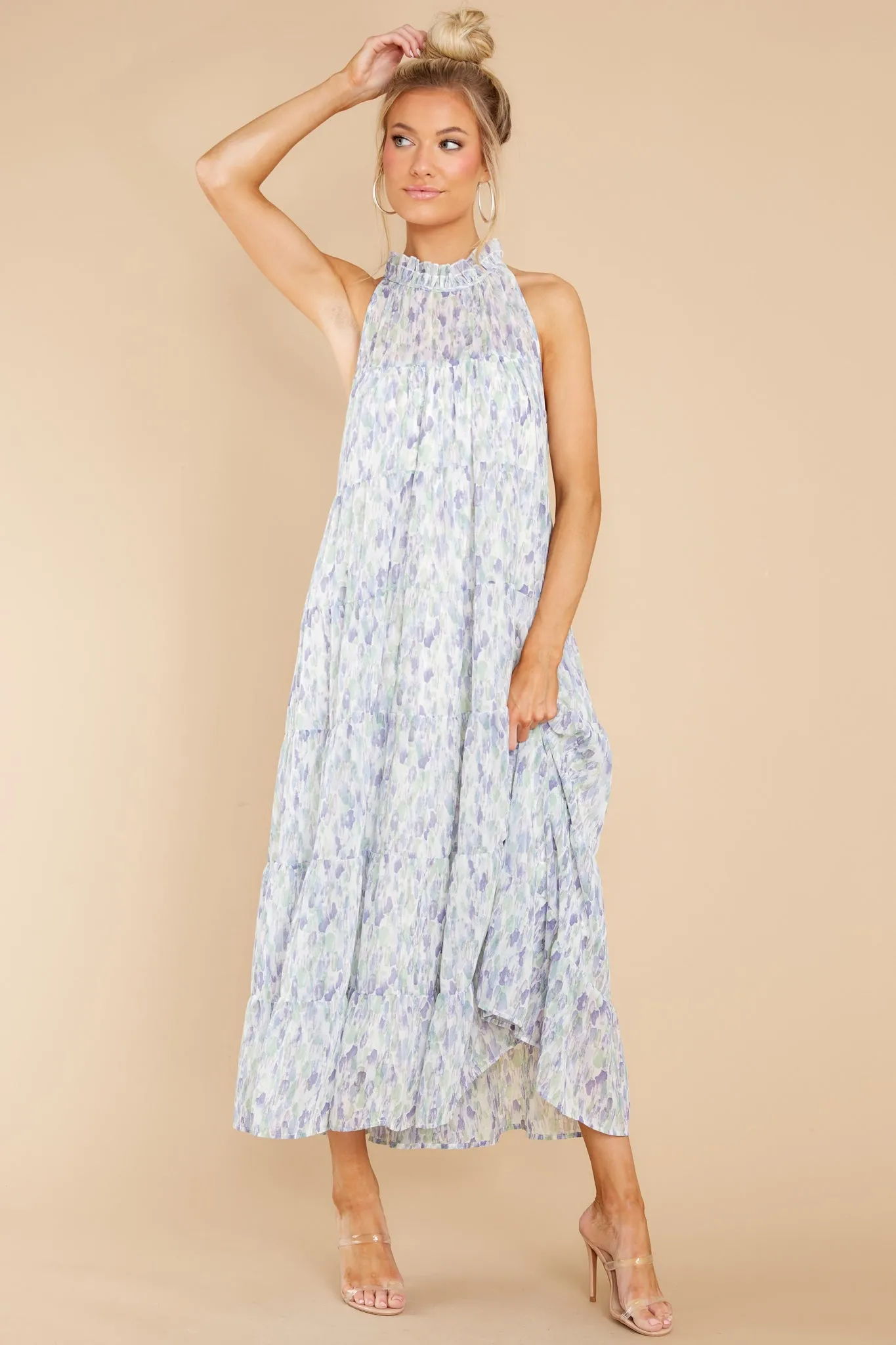 Petal Showers Blue Multi Maxi Dress