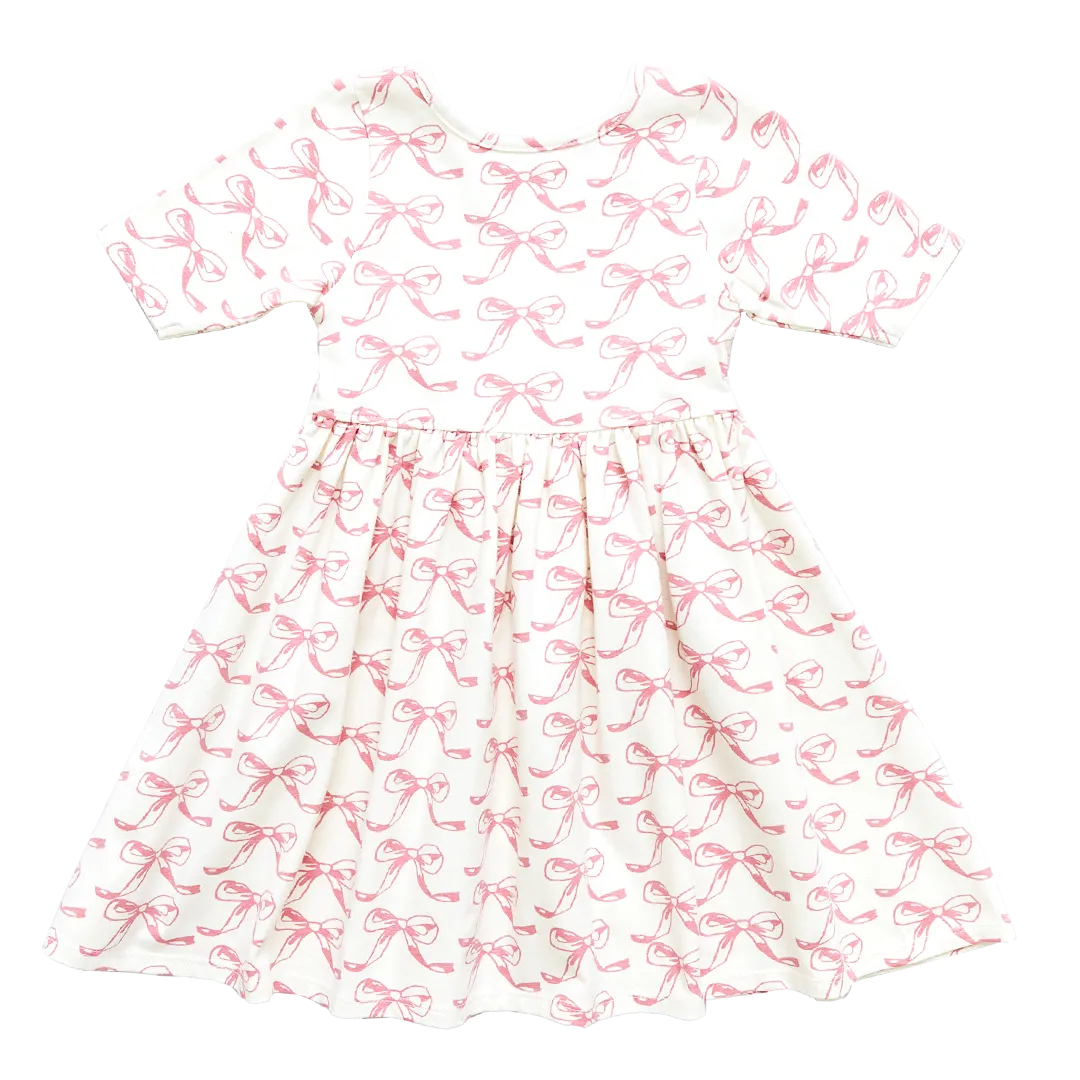 Pink Chicken Girls Organic Steph Dress - Mauveglow Bows