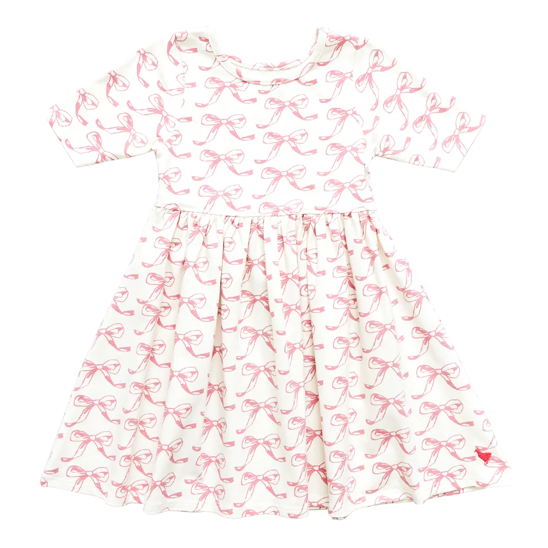 Pink Chicken Girls Organic Steph Dress - Mauveglow Bows