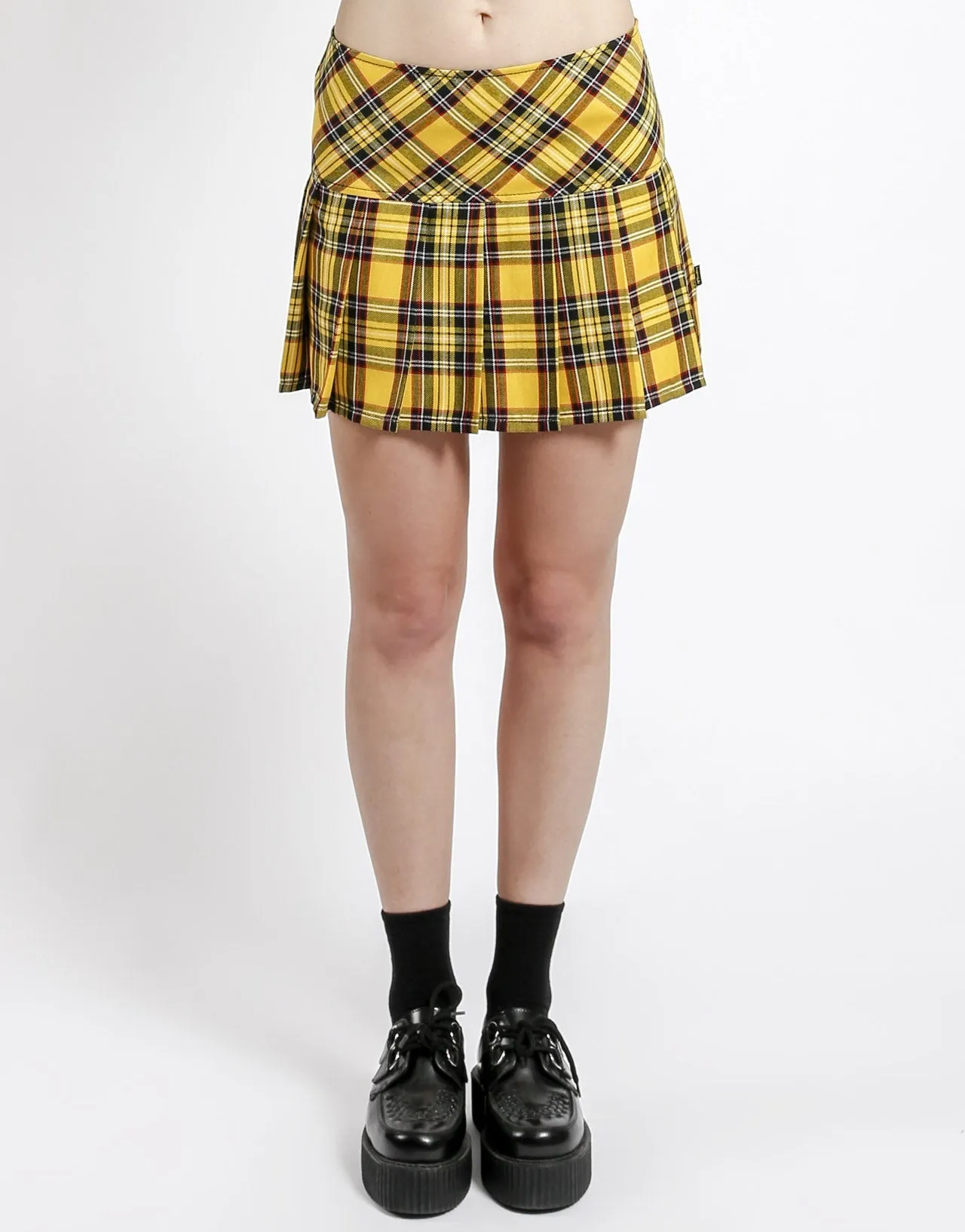 PLEATED SKIRT YELLOW PLAID