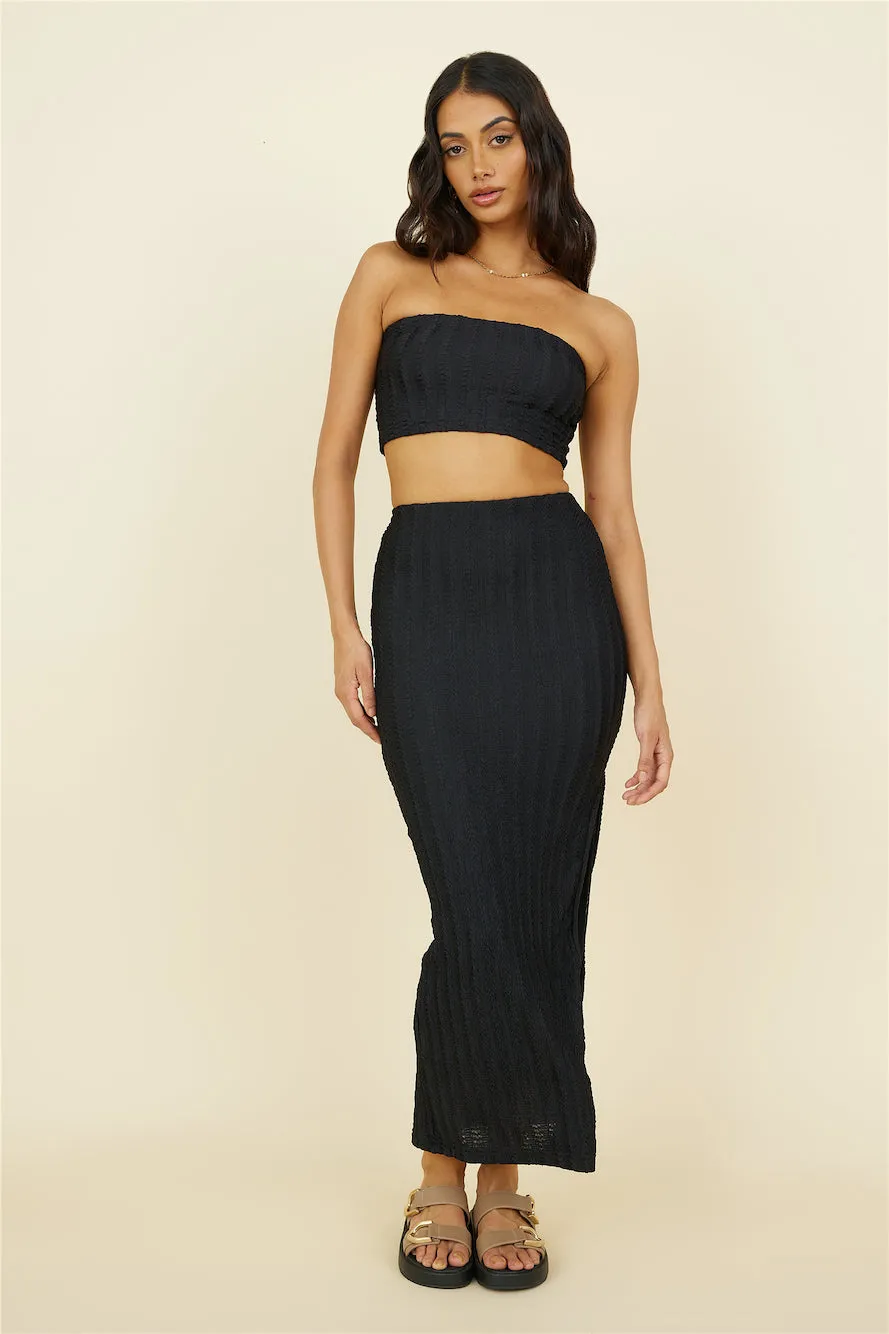 Poolside Adventure Maxi Skirt Black