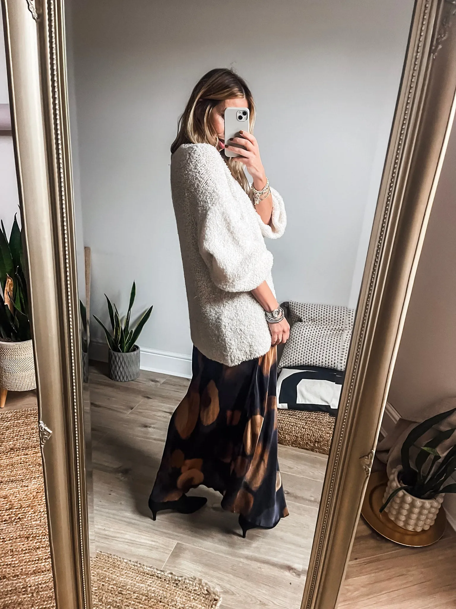 Printed Silk-Mix Maxi Skirt