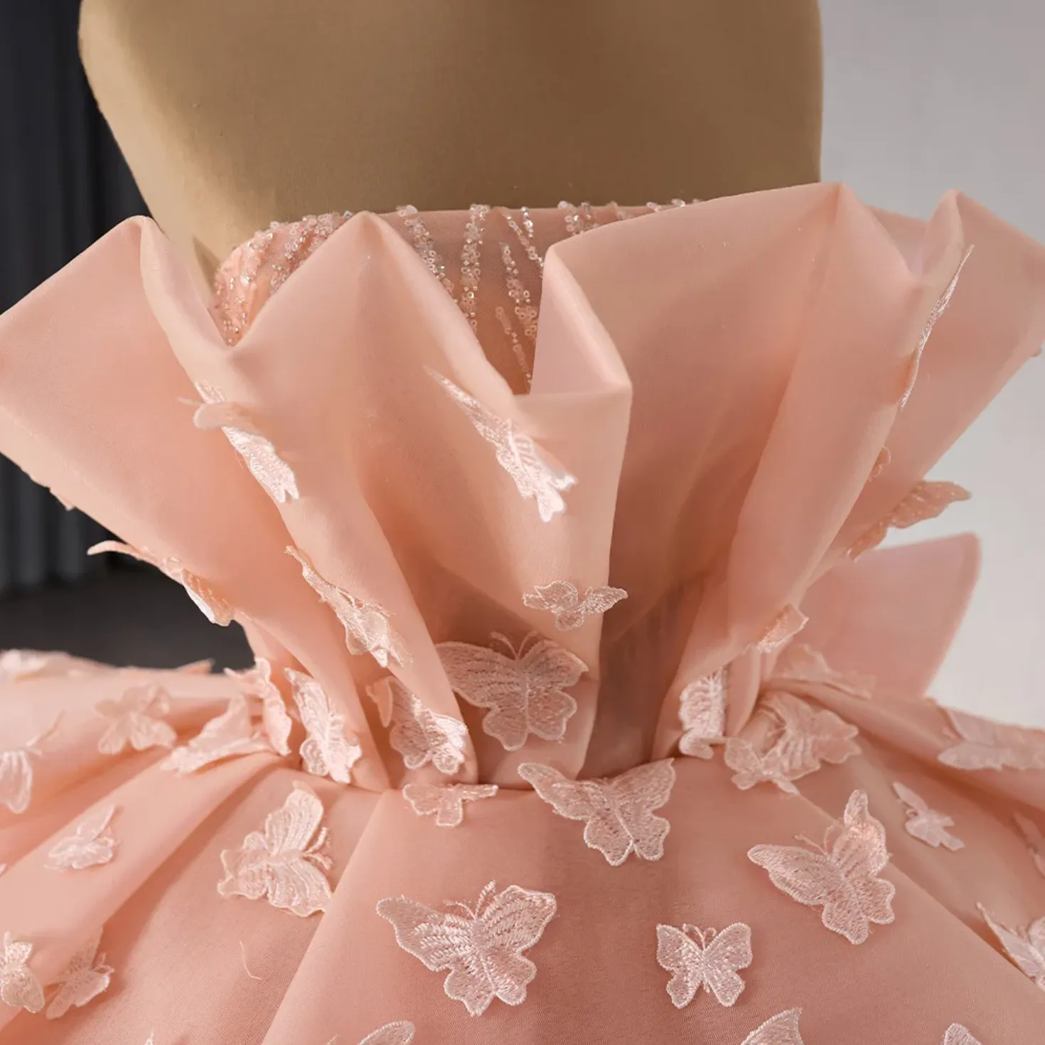 Quinceanera Dress Ball Gown Strapless 3D Butterfly