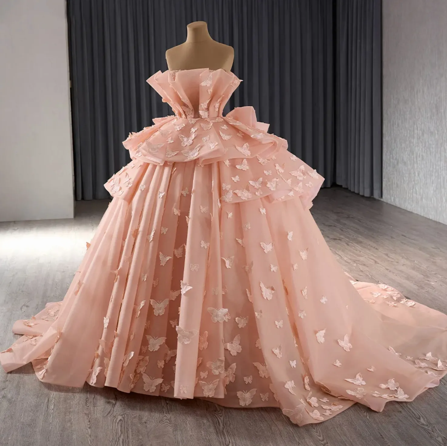 Quinceanera Dress Ball Gown Strapless 3D Butterfly