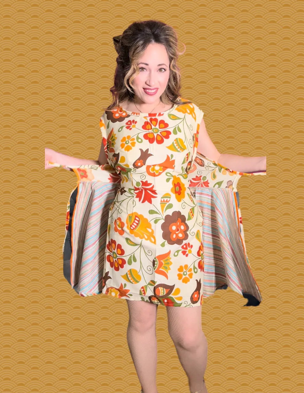 "Sunny Side" knee length tea time wrap dress