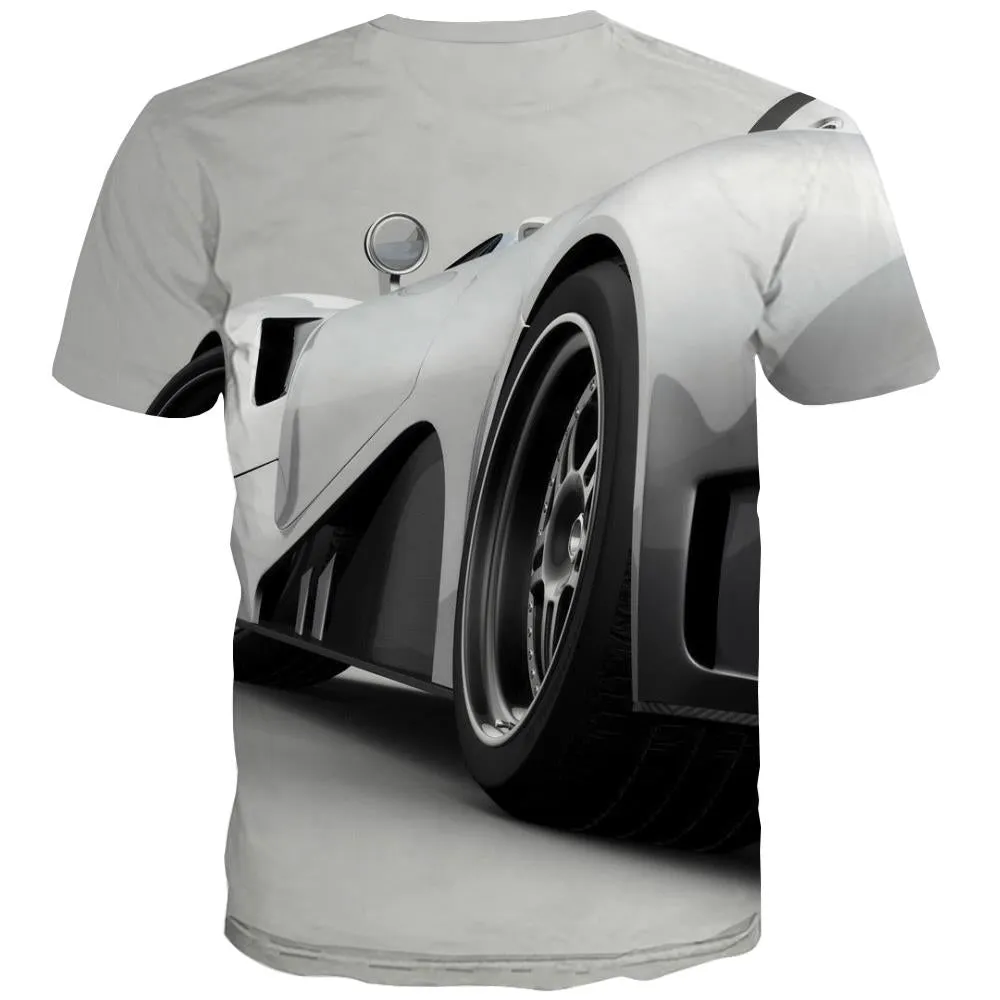 Racing Car T shirts Men Metal Tshirts Cool City Tshirt Printed Gray Shirt Print Retro T-shirts Graphic