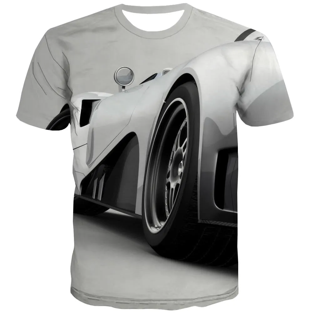 Racing Car T shirts Men Metal Tshirts Cool City Tshirt Printed Gray Shirt Print Retro T-shirts Graphic