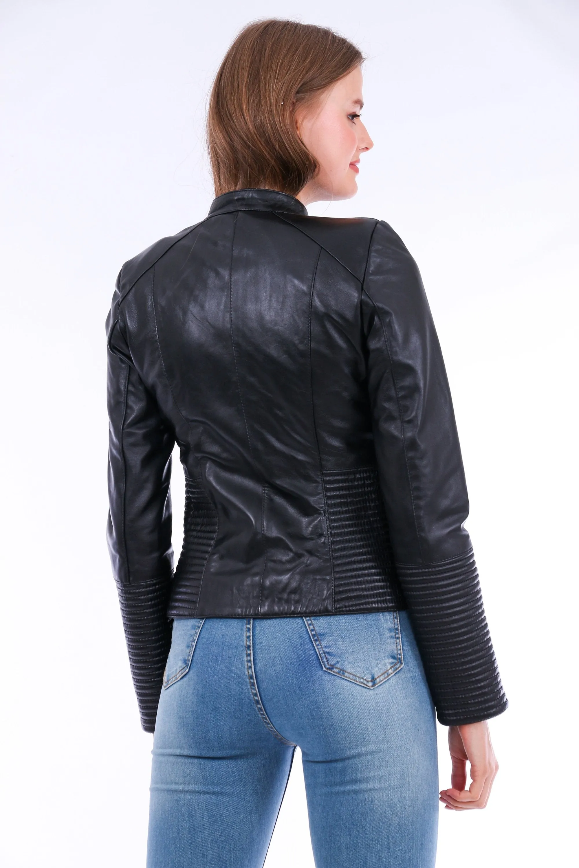 Ravenna Leather Biker Jacket - Black