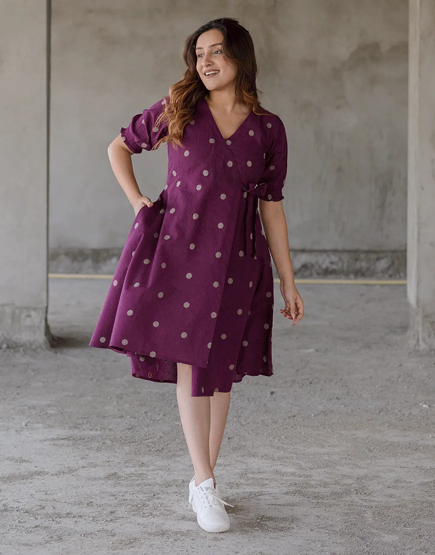 Regal Grape Weave Wrap Dress