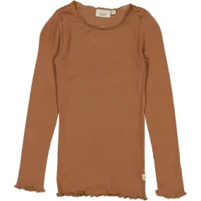 Rib T-Shirt Lace LS - acorn