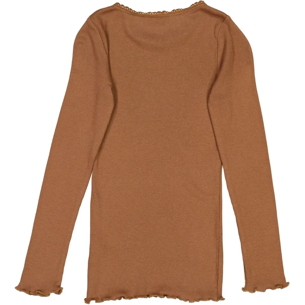 Rib T-Shirt Lace LS - acorn