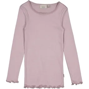 Rib T-Shirt Lace LS - dusty lavender