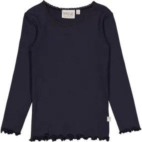 Rib T-Shirt Lace LS - midnight blue