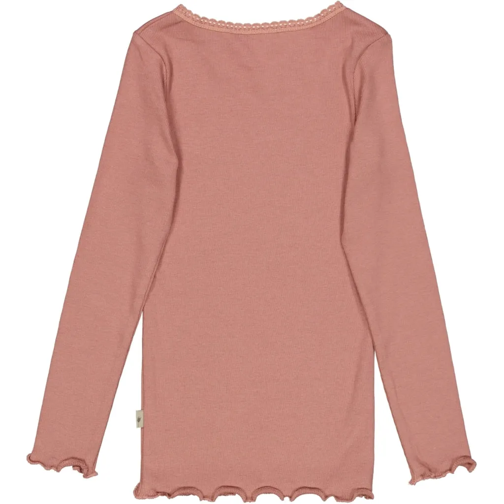 Rib T-Shirt Lace LS - rose cheeks