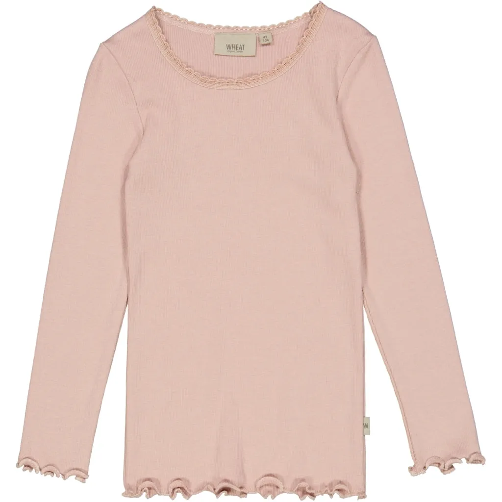 Rib T-Shirt Lace LS - rose powder