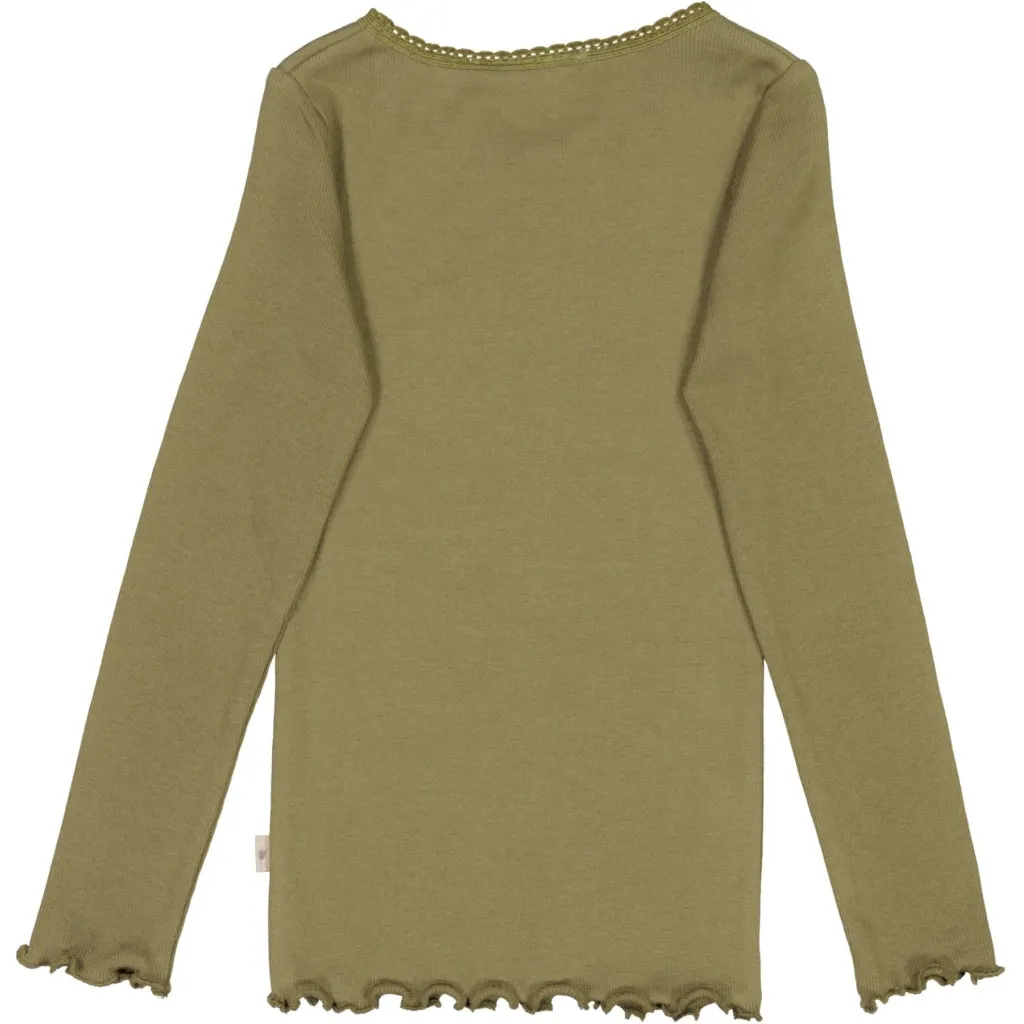 Rib T-Shirt Lace LS - winter moss