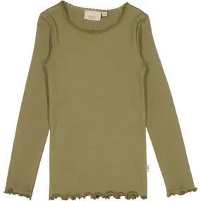 Rib T-Shirt Lace LS - winter moss