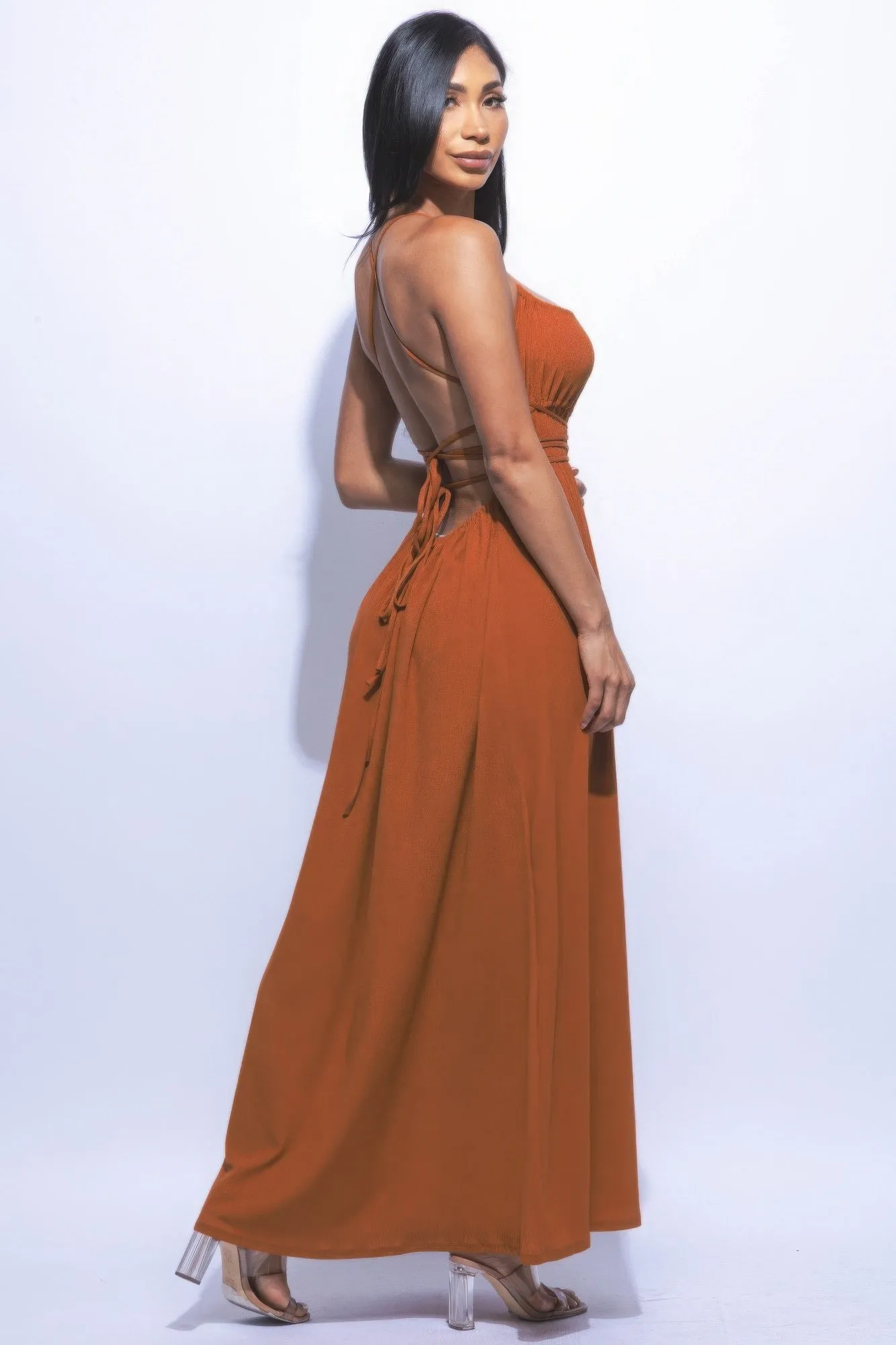 Romantic Backless Maxi Dress with Side Slit