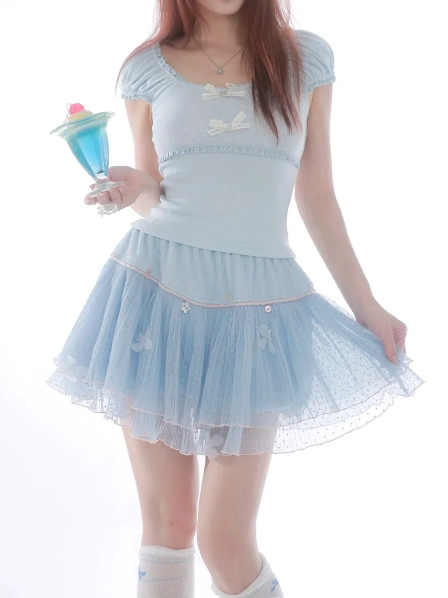 Rose Island Blue sea fairy core mini skirt with inner shorts