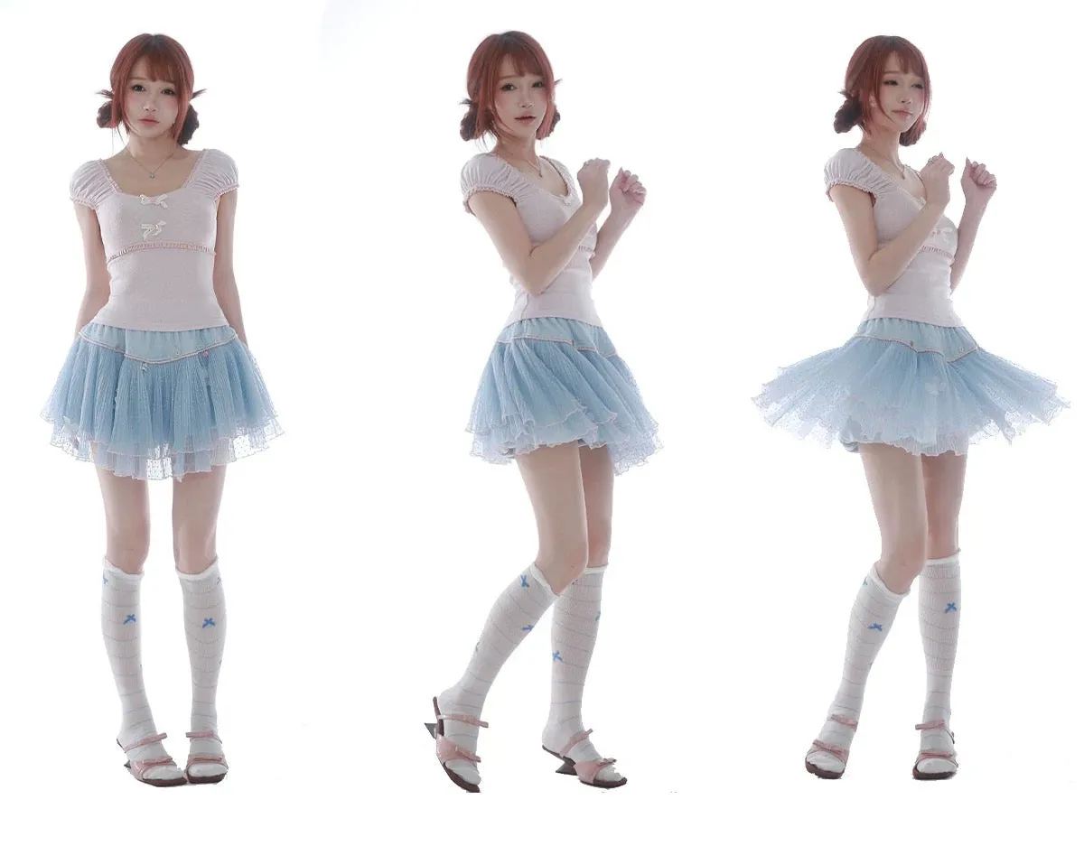 Rose Island Blue sea fairy core mini skirt with inner shorts