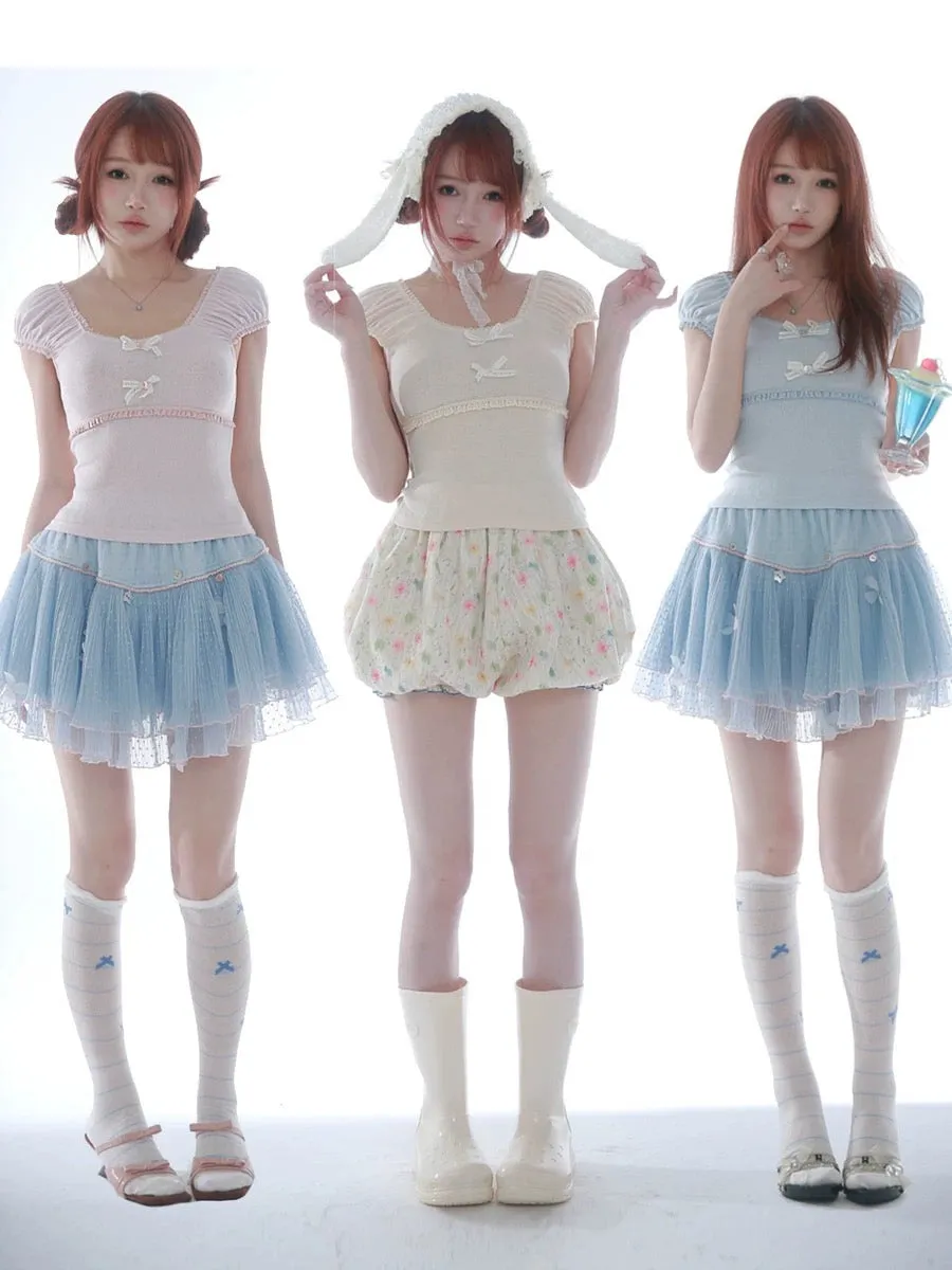 Rose Island Blue sea fairy core mini skirt with inner shorts