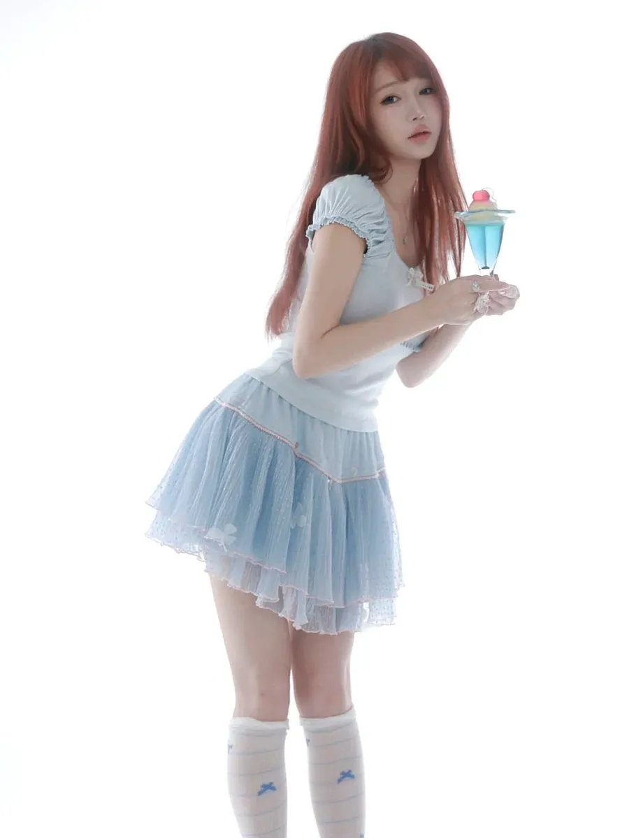 Rose Island Blue sea fairy core mini skirt with inner shorts