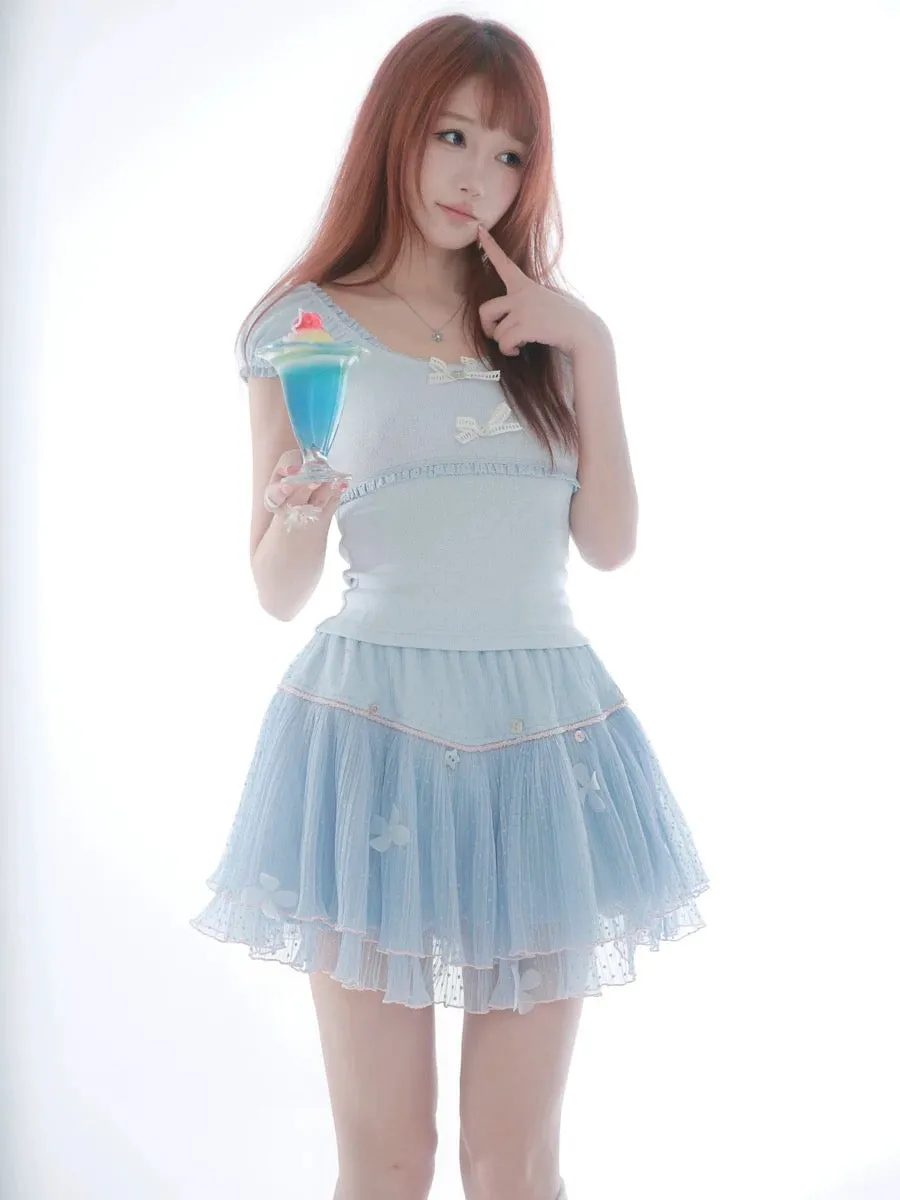 Rose Island Blue sea fairy core mini skirt with inner shorts