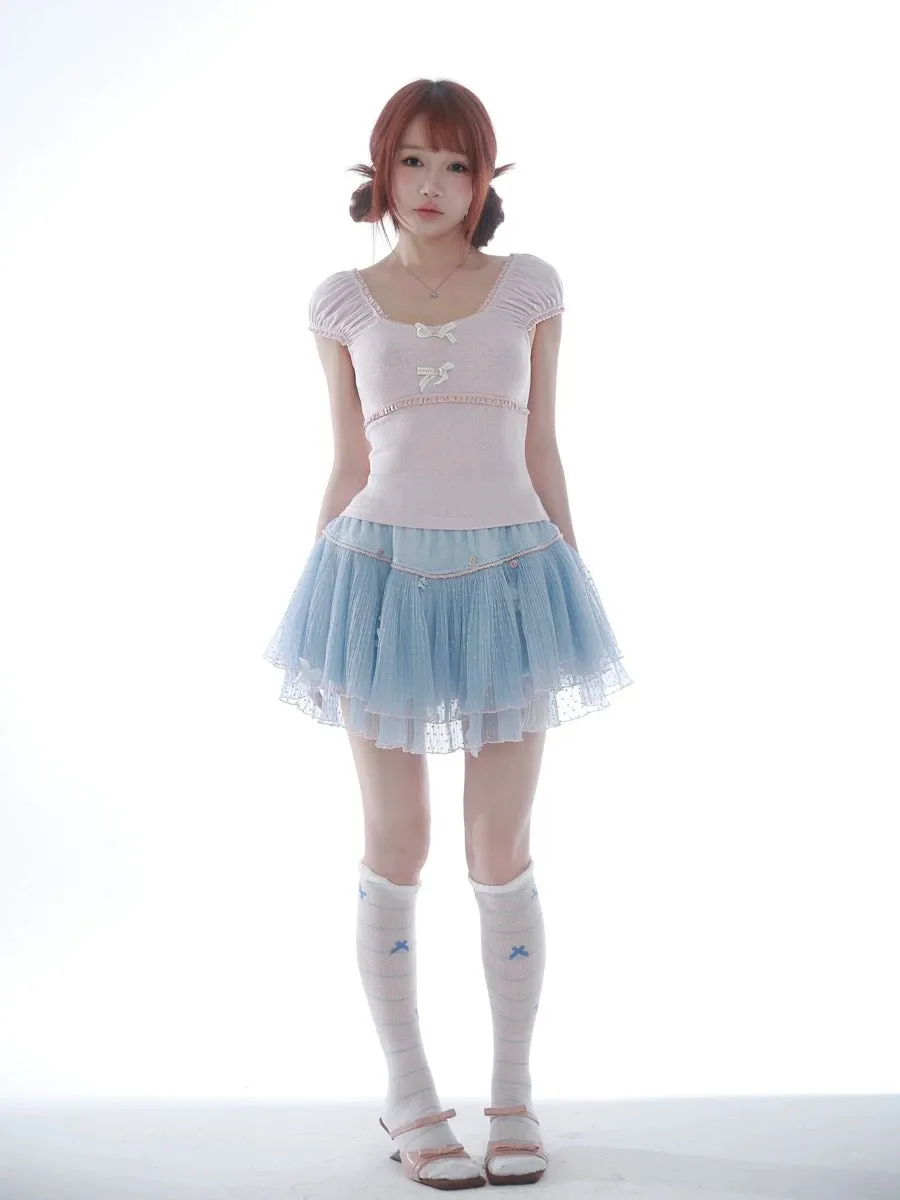 Rose Island Blue sea fairy core mini skirt with inner shorts