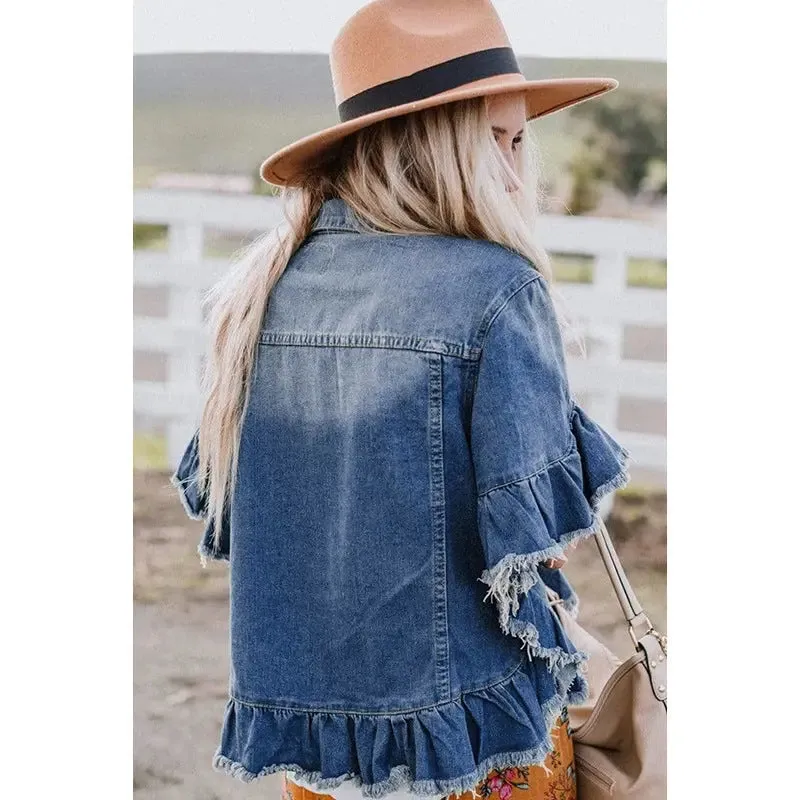 Ruffled Denim Jacket