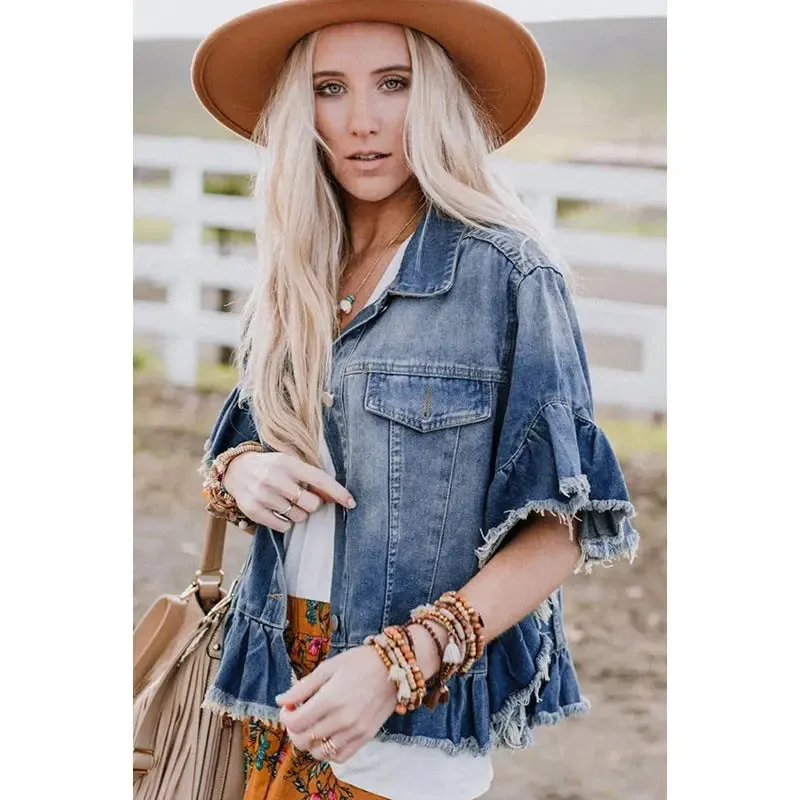 Ruffled Denim Jacket