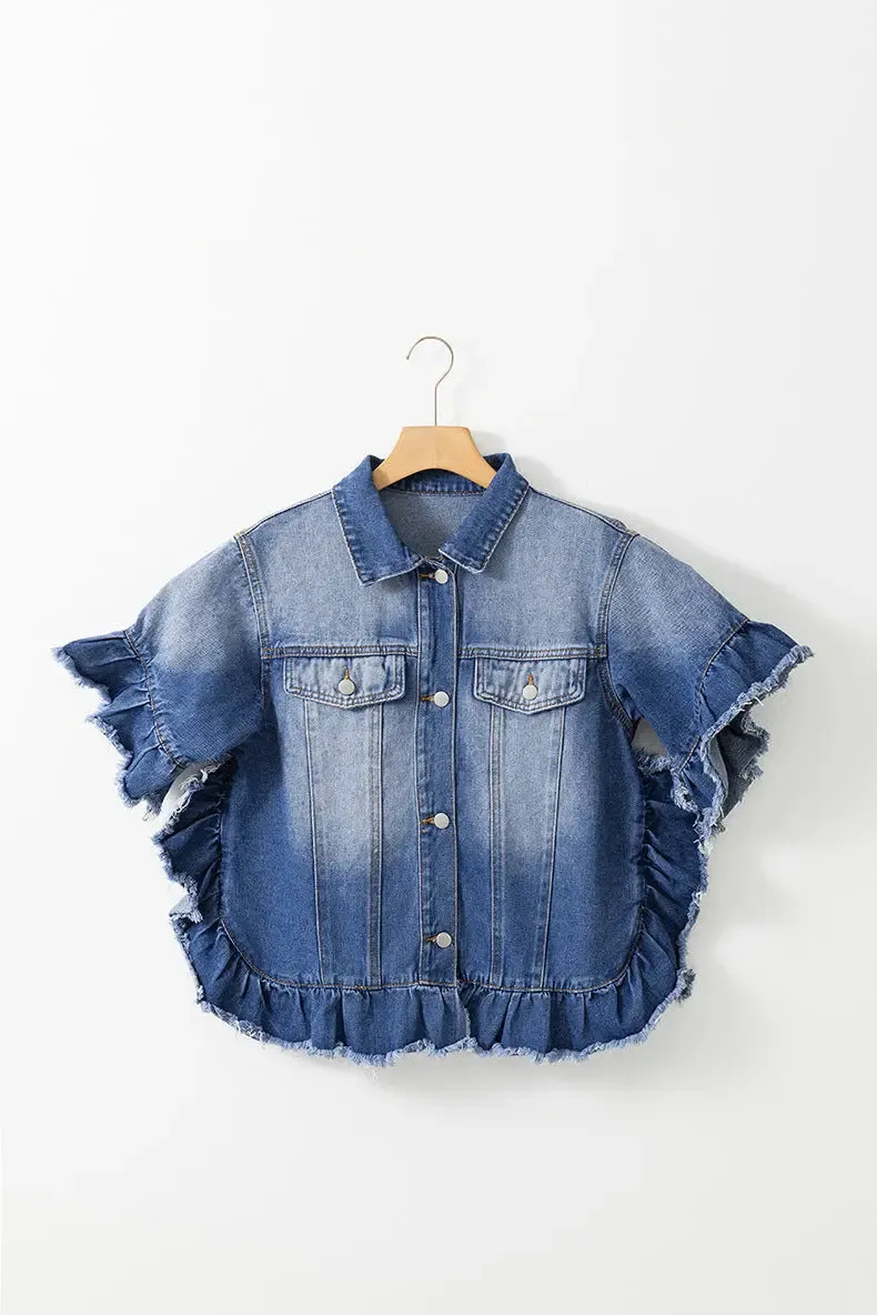 Ruffled Denim Jacket