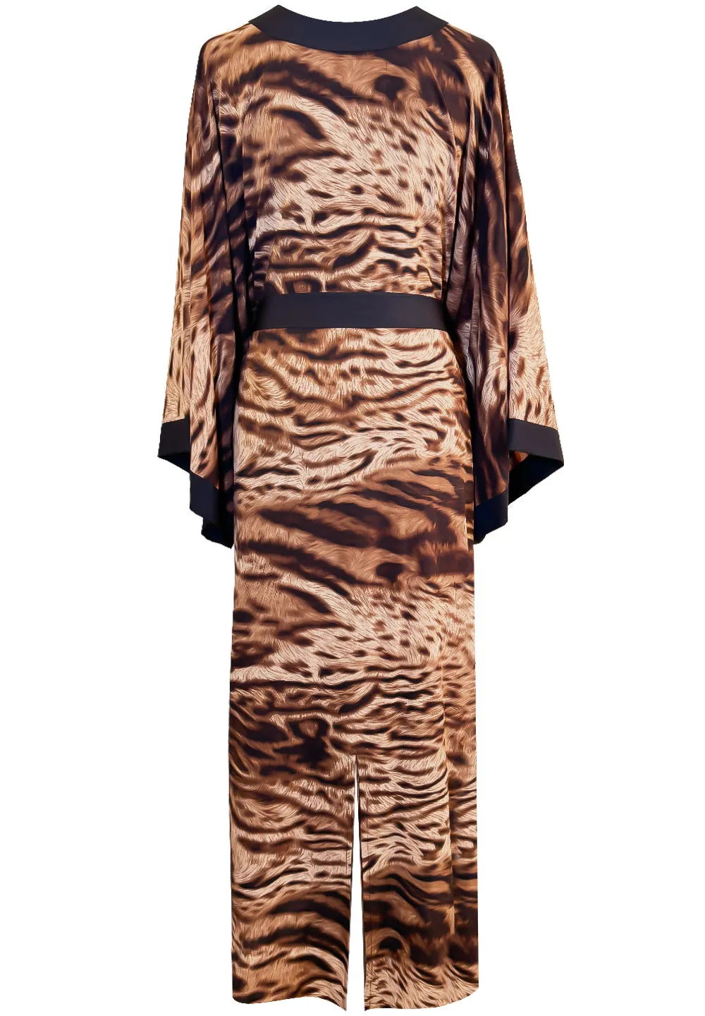 Safari – African Cat Maxi Split Kaftan (Black)