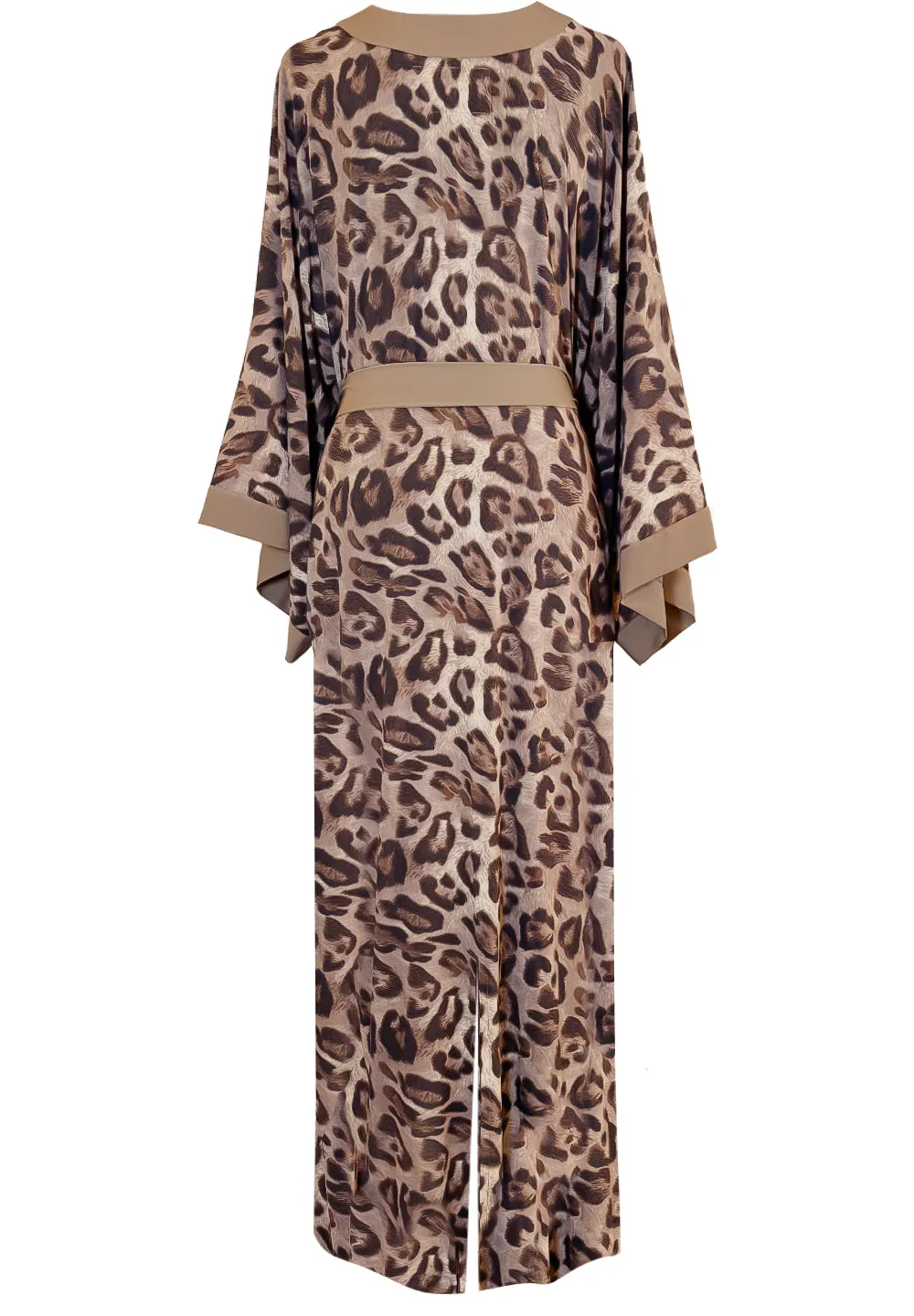 Safari - Grey Leo Maxi Split Kaftan (Light Taupe)