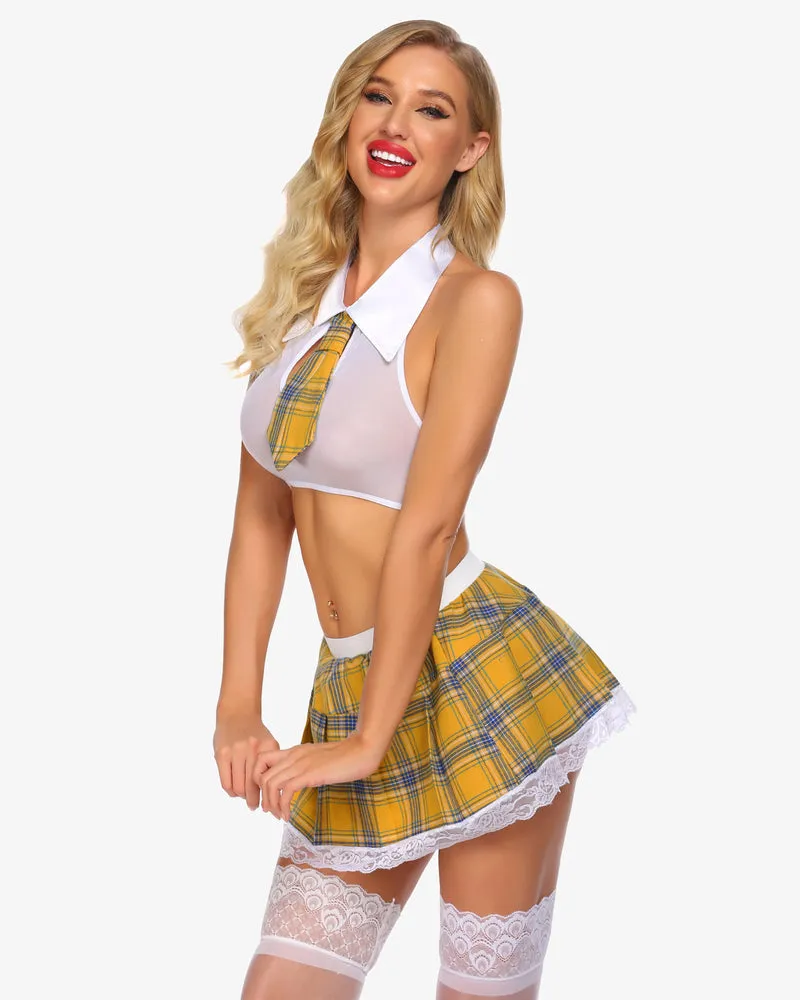 School Girl Costume Skirt Lingerie Set