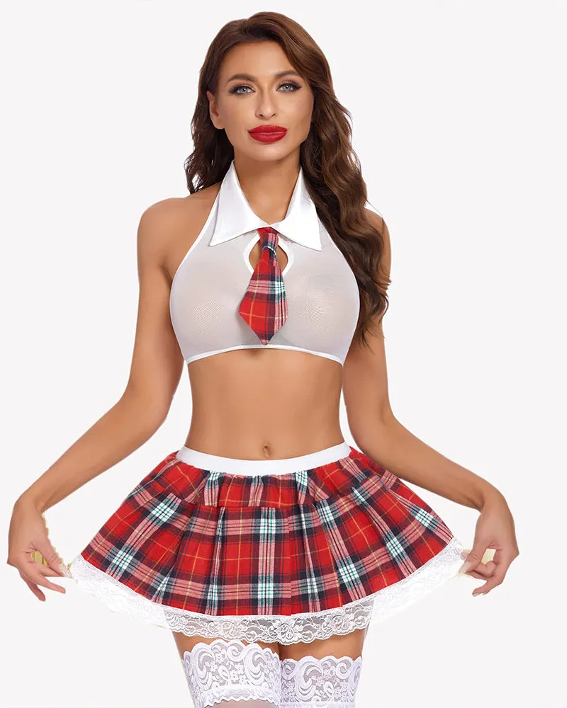 School Girl Costume Skirt Lingerie Set