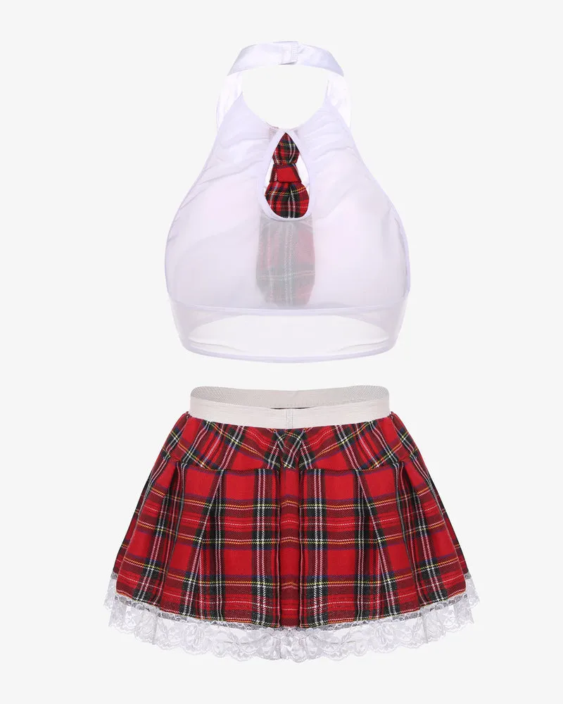 School Girl Costume Skirt Lingerie Set