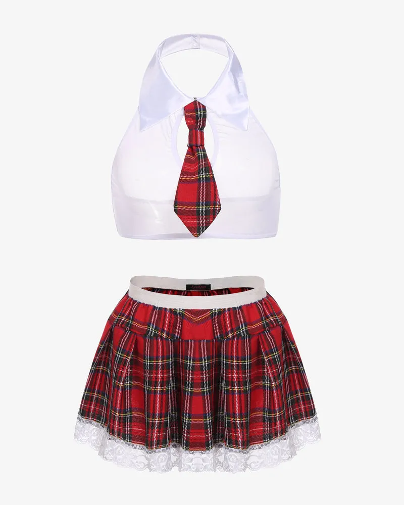 School Girl Costume Skirt Lingerie Set