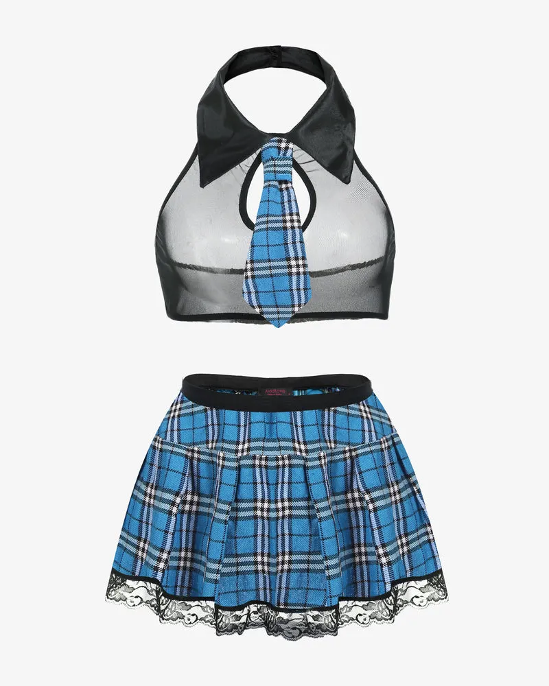 School Girl Costume Skirt Lingerie Set