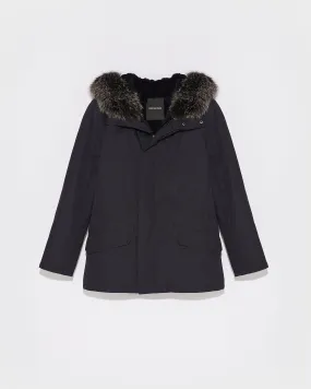 Short Iconic Parka In Cotton Blend And Fur