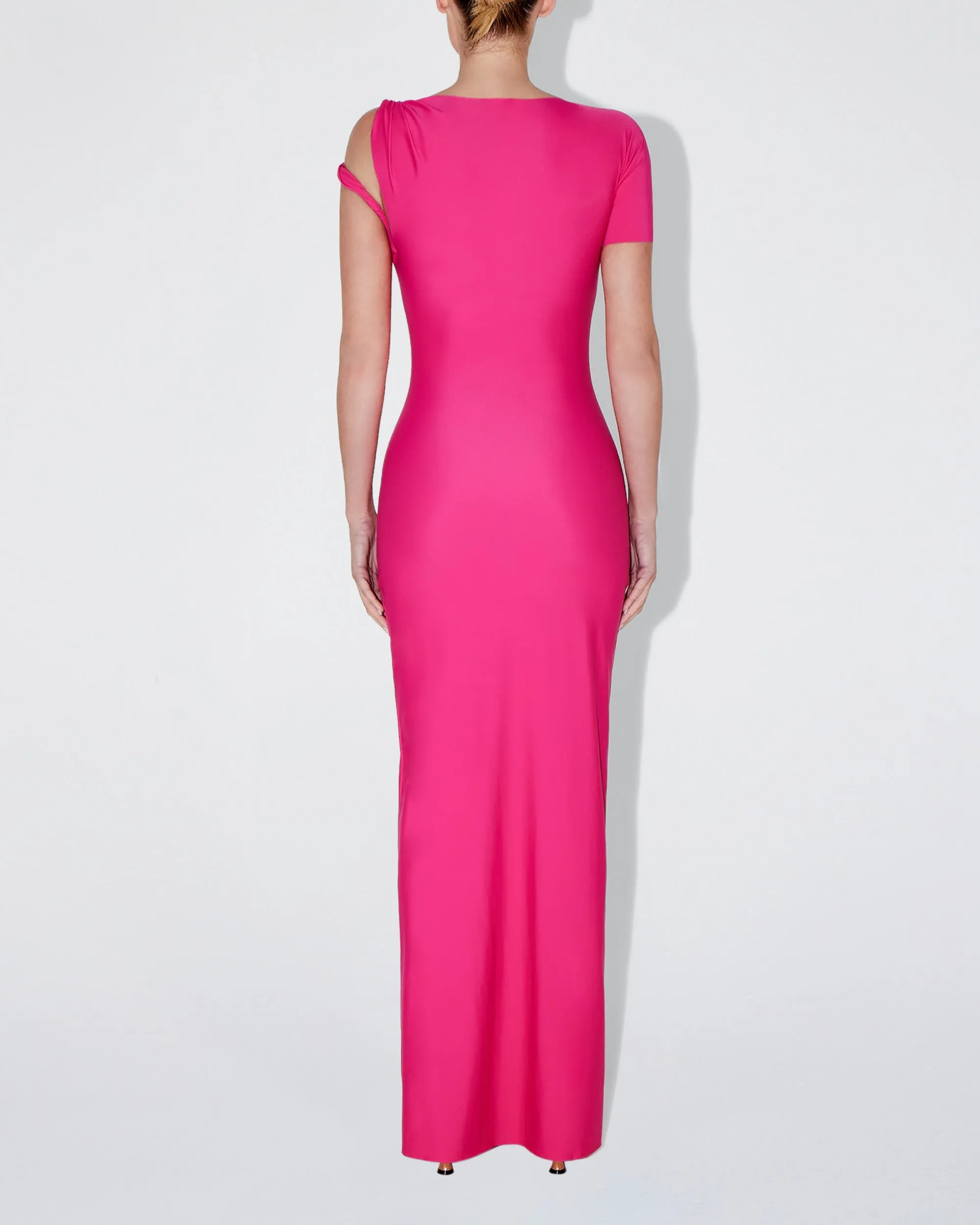 Sleek Stretch Twist Maxi Dress | Fuchsia