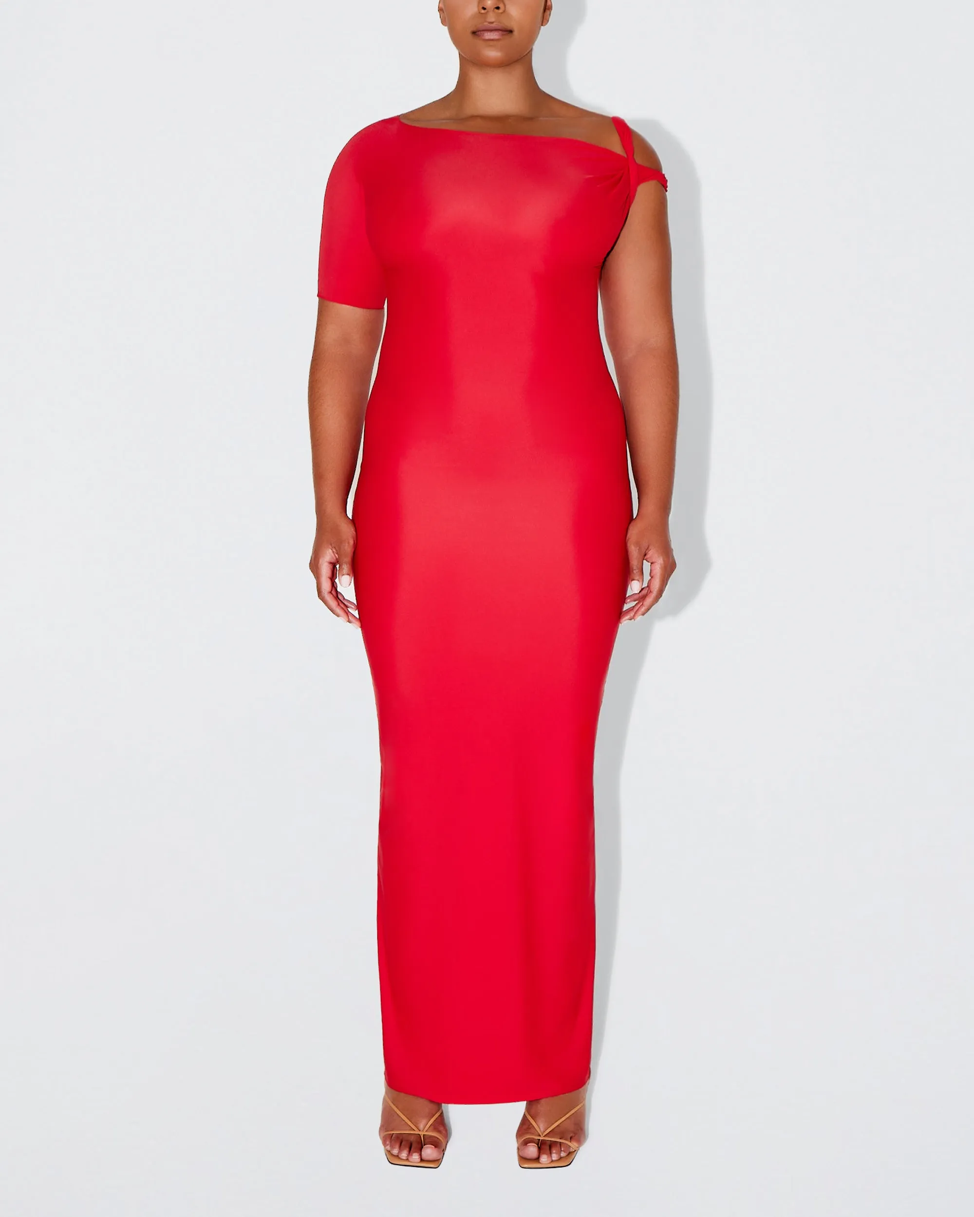 Sleek Stretch Twist Maxi Dress | Tomato