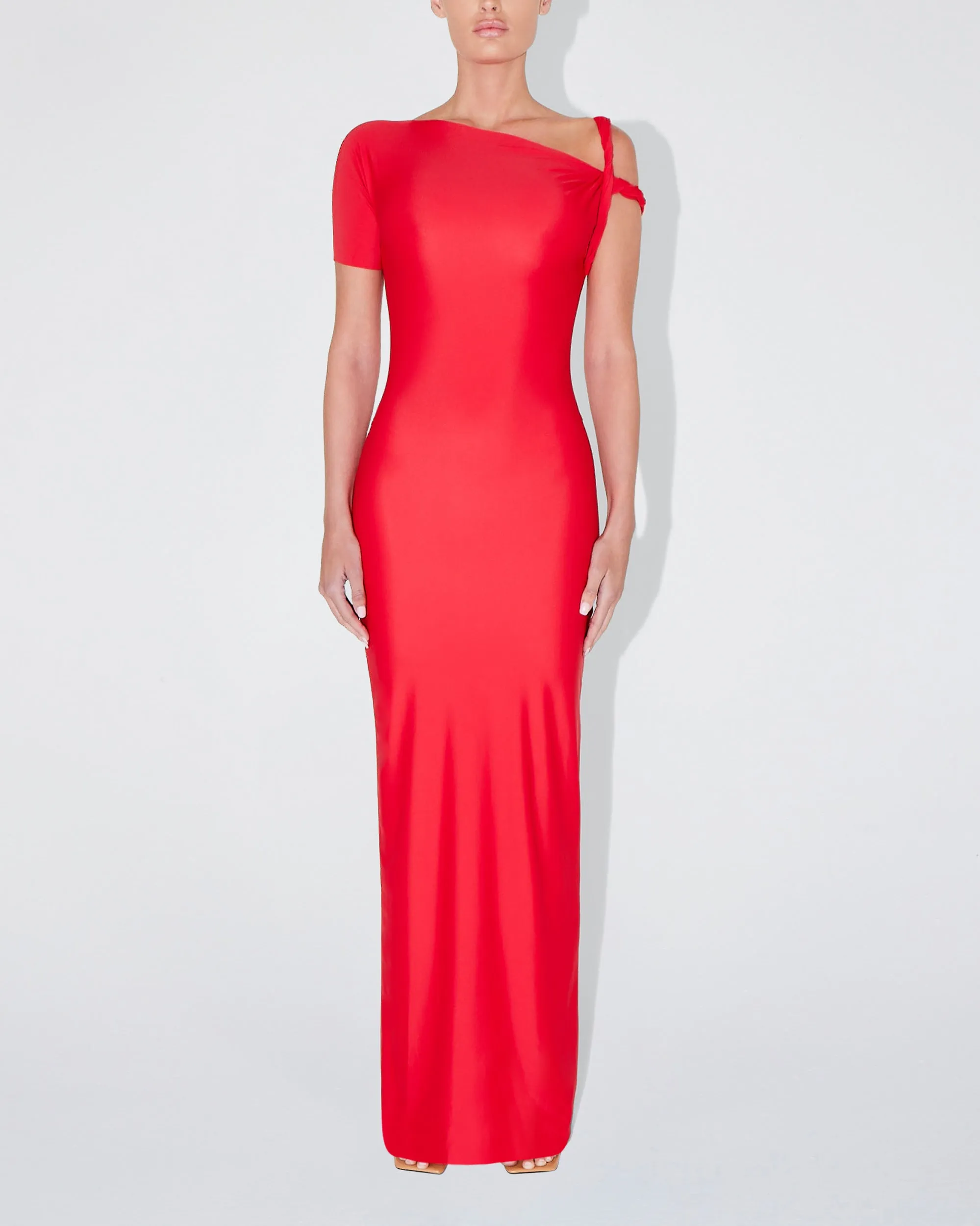 Sleek Stretch Twist Maxi Dress | Tomato